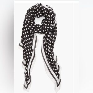 Kate Spade Oblong Polkadot Scarf in Black and White